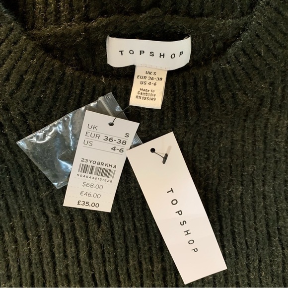 Topshop New With Tags Crop Batwing Sleeve Cable Knit Sweater Charcoal Gray - Picture 7 of 10